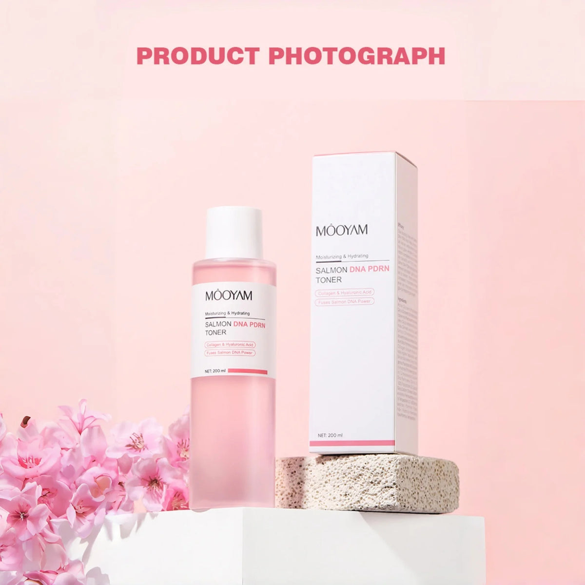 Salmon Pink PDRN Skincare Set Firming Soothing Massage Eye Cream Glow Moisturizing Toner Oil Control Cleansing Gel Facial Wash