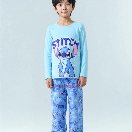 New Pajama Boys Girls Pajamas Set Stitch Clothing Sets Kids Long Sleeve +Pant 2Piece Children Home Clothing Girl Nightgown