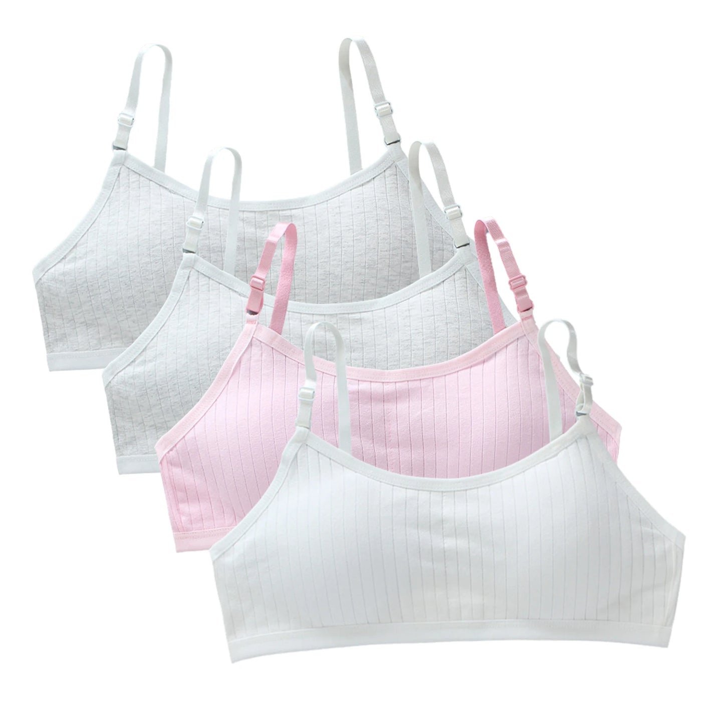 4pcs/Lot Teenage Girls Training Bras Seamless Middle High School Students Vest Bra Kids Children Back Buckle Bra Teens Underwear