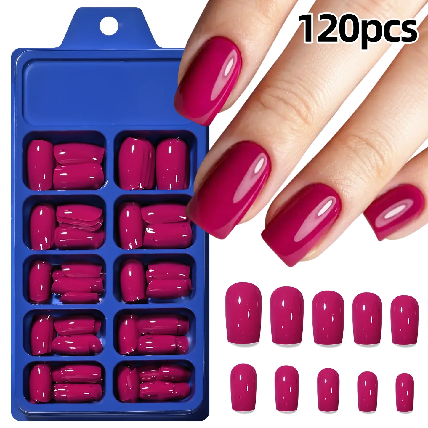120Pcs Mixed Color Medium Square False Nails Acrylic Ballet Full Cover Fake Nail Tips For Women DIY Wearable Press on Nails