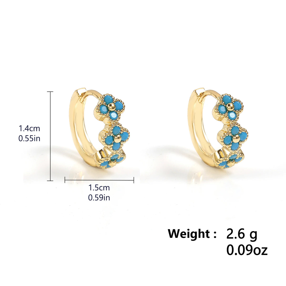 ZAKOL Luxury Turquoise Hoop Earrings for Women Temperament Gold Color Plated Micro-Intact Blue Zircon Party Ear Accessories