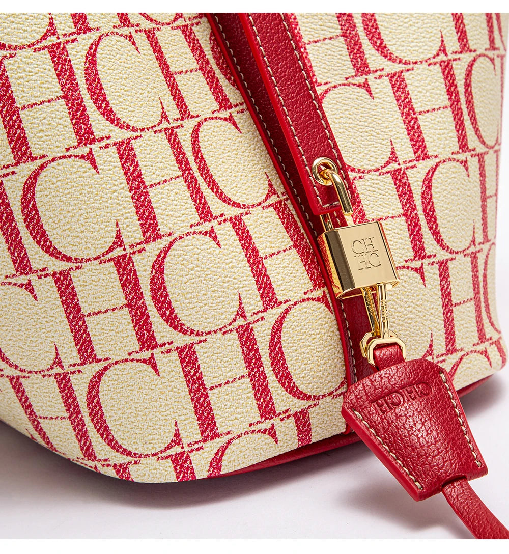 CH Large Capacity Commuter Travel Crossbody Bag Luxury Brand Women's Shoulder Bag PVC Jacquard Texture Fashion Women's Tote Bag