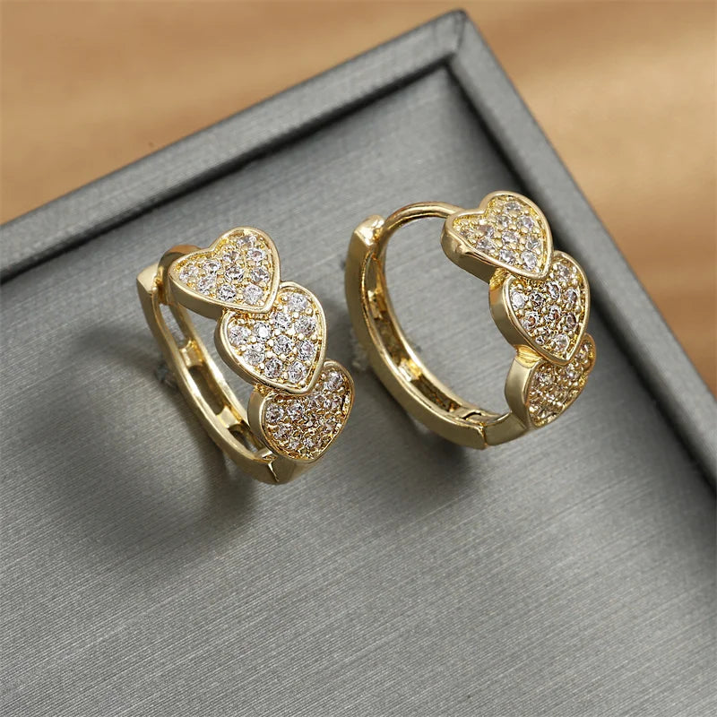 ZAKOL Korean Fashion Hoop Earring Inlaid Shiny Square Crystal Zircon Ear Accessories Party Jewelry for Women