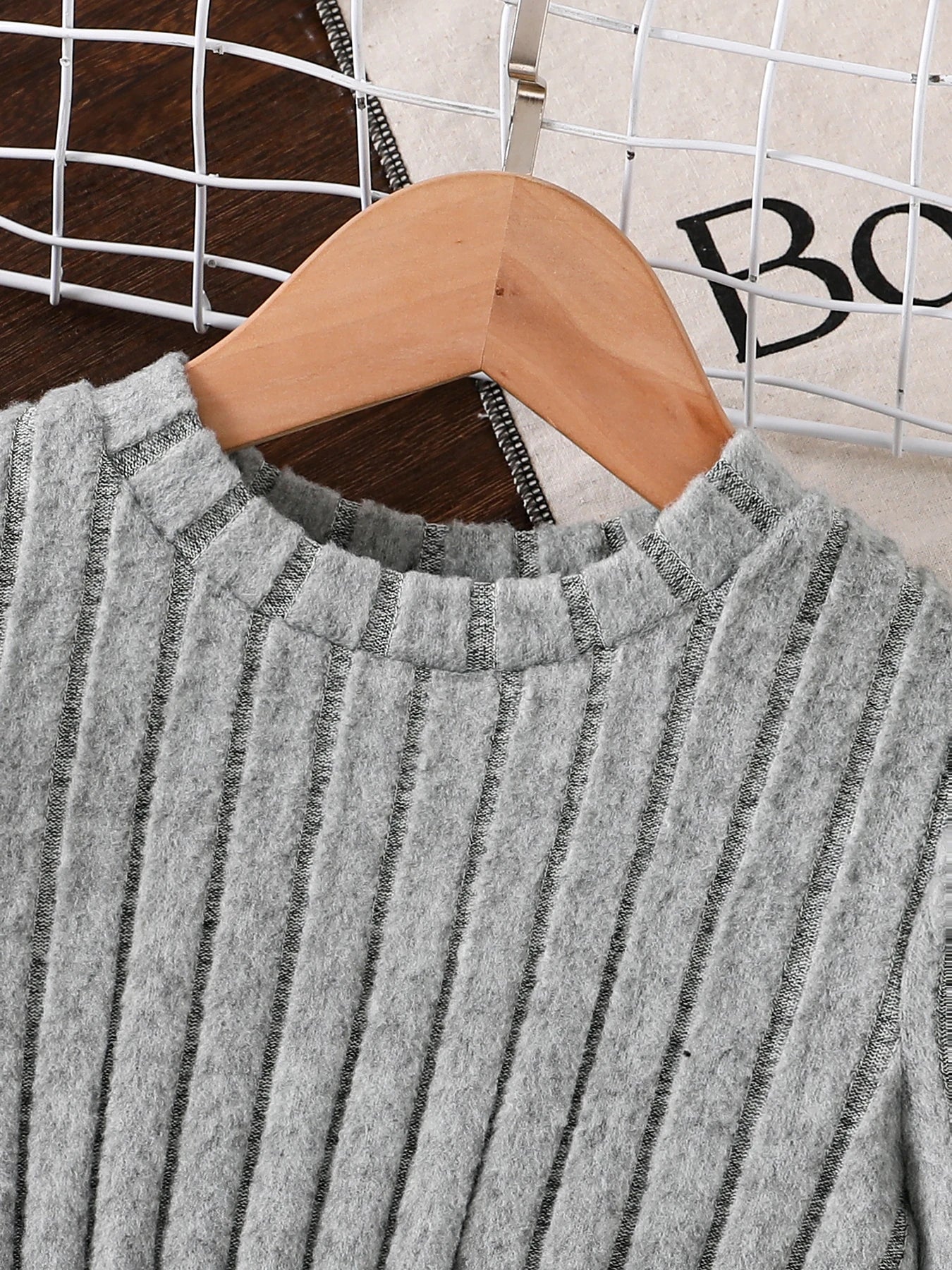 Spring and Autumn Girls' Simple Casual Versatile Knitted Round Neck Long-Sleeved Floral Dress Girls' Daily Casual Dress