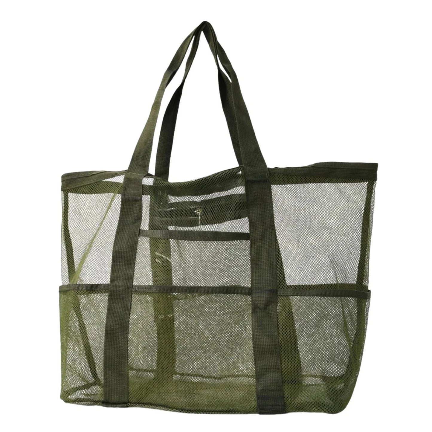 Mesh Beach Bags Beach Tote Bag With Multi Pockets Large Capacity Travel Tote Handbag Swim Pool Bag Multifunctional Storage Bag