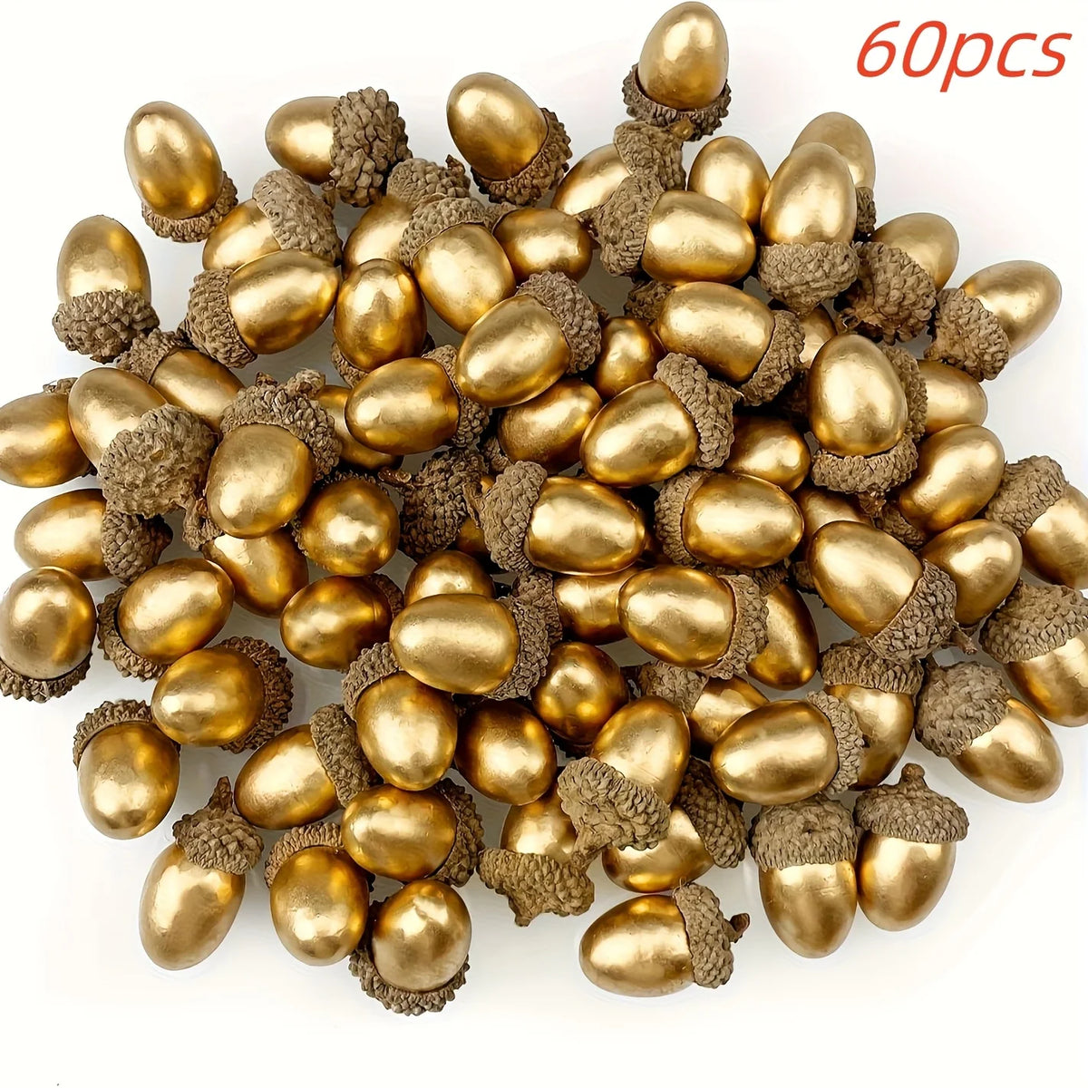 30/60pcs Artificial Golden Acorns, Exquisite Floral Decoration, Christmas Decorations，Festive Four Seasons Tabletop Ornaments