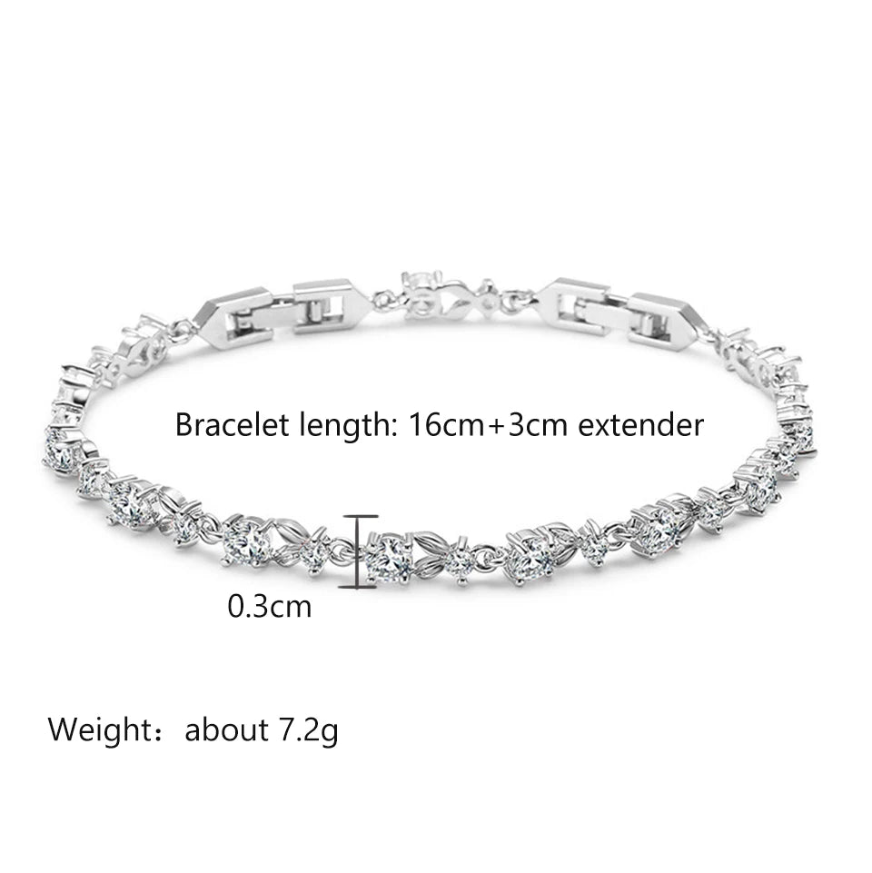 ZAKOL Exquisite Zircon Leaf Bracelets for Women Sliver Color Crystal Men Bangles Fashion Heart Zircon Girls Party Jewelry