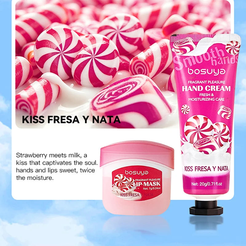 Hand Cream Lipstick Gift Box Coconut Candy Ice Cream Lasting Flavored Hand Cream Moisturizing And Hydrating Hand And Lip Care