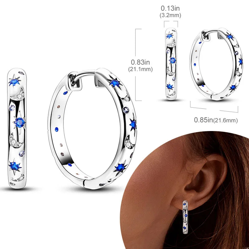 925 Sterling Silver Hoop Earrings with Zircon