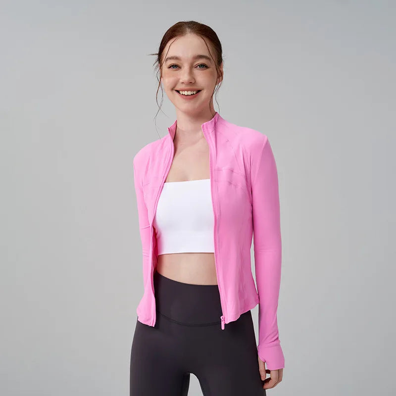 High-Neck Zip Yoga Jacket – Breathable Fitness Coat