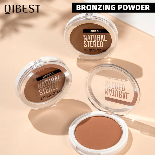 QIBEST Face Bronzer Makeup Contour Shading Powder Trimming Powder Cosmetic Face Concealer Highlighter Bronzer Palette For Women