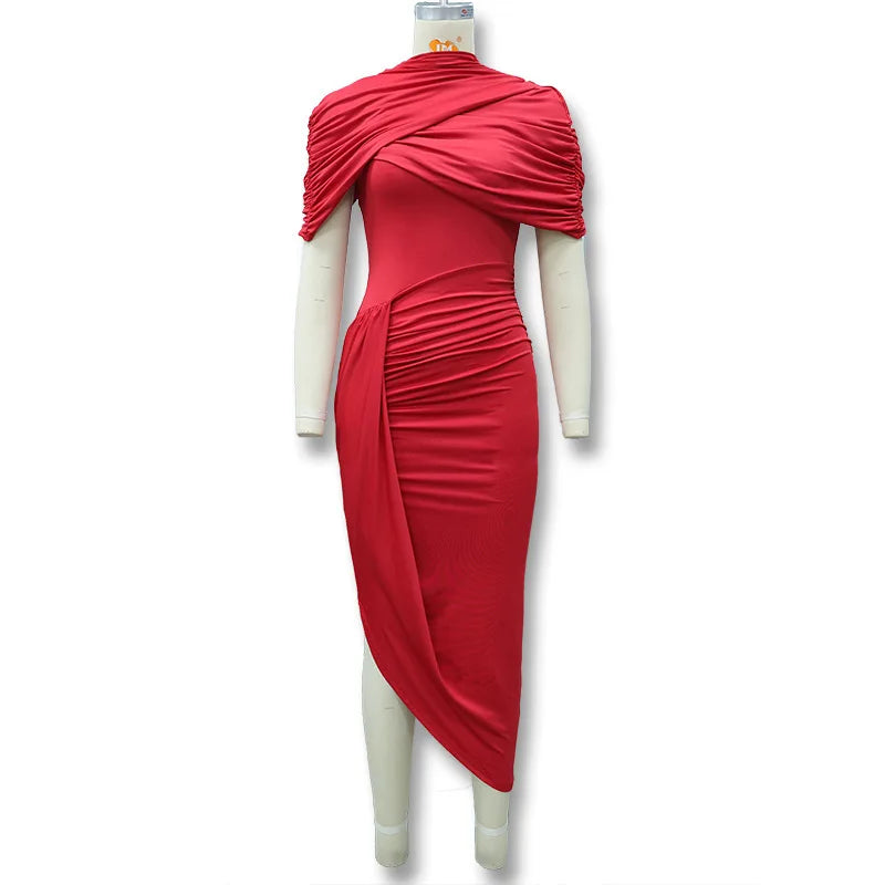 Chic Irregular Pleated Ruched Strapless Dress Women Sleeveless Off Shoulder Slim Short Dresses 2026 New Lady Evening Party Gowns