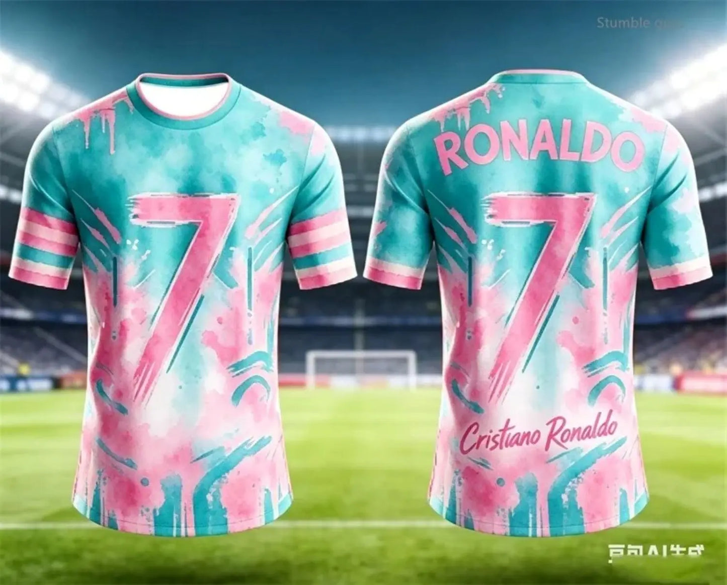 Men s Summer T Shirt Slim Fit Ronaldo Soccer Print Short Sleeve Casual Sporty Style Suitable for Family Adults Kids Training Tee