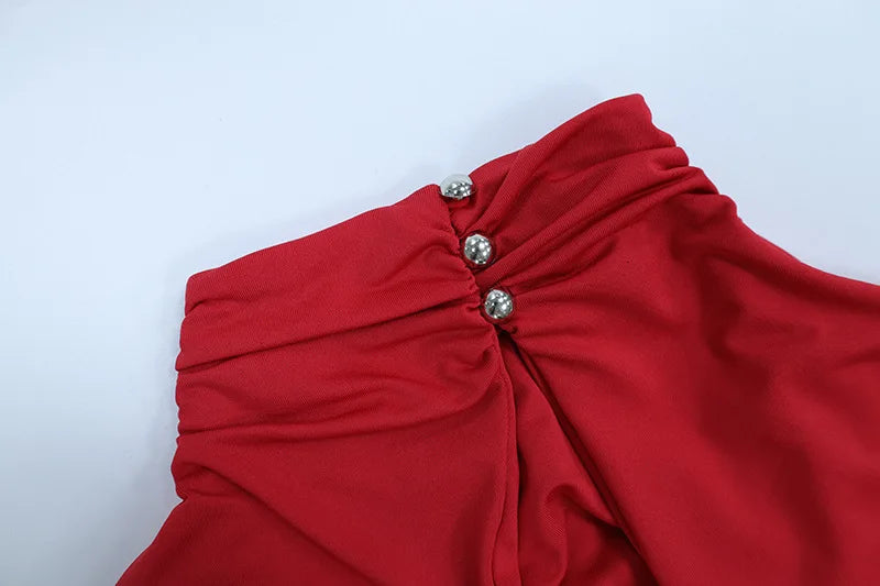 Chic Irregular Pleated Ruched Strapless Dress Women Sleeveless Off Shoulder Slim Short Dresses 2026 New Lady Evening Party Gowns