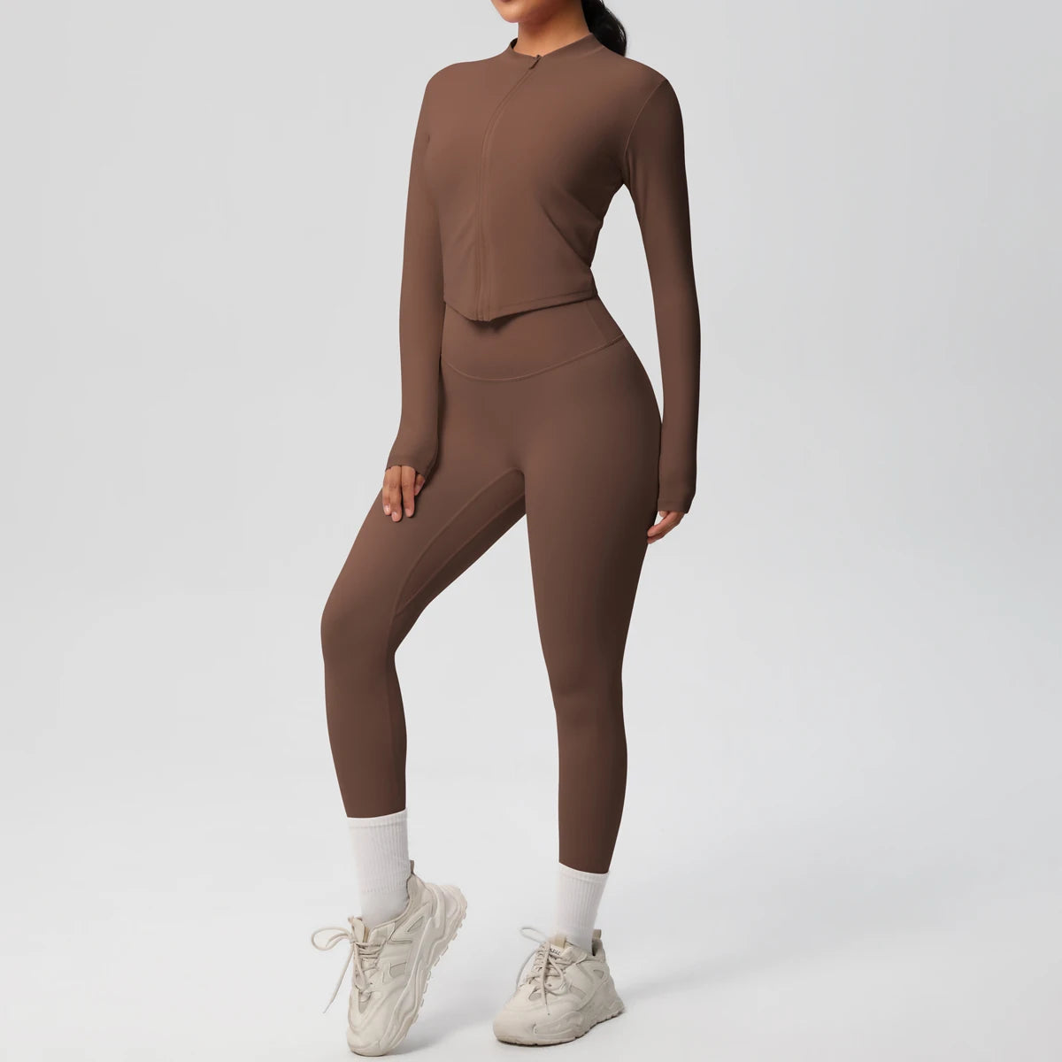 Hot Sale New Yoga Suit for Women Solid Color Yoga Zipper Long Sleeves Slim Casual Jacket Top Quick Drying Fitness Pants Gym Set