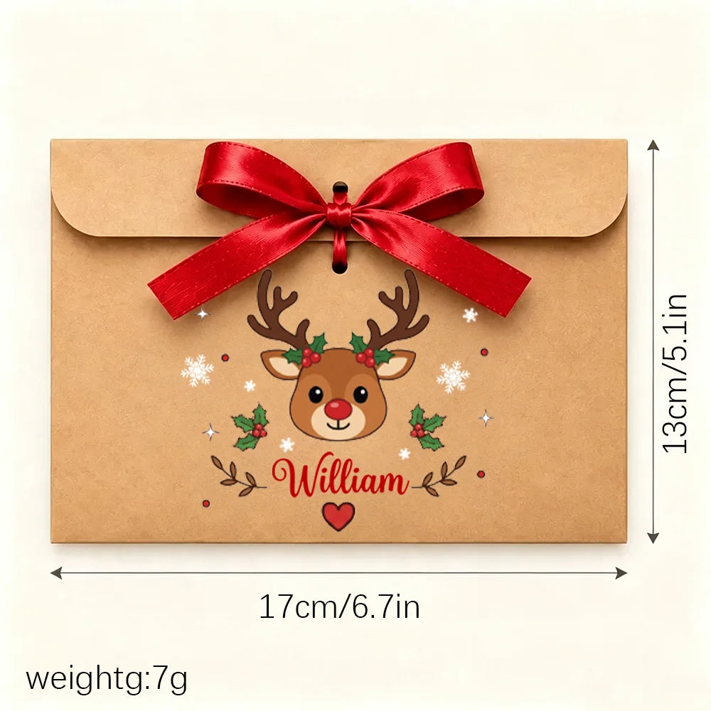 12 Snowman/Santa Kraft Money Voucher Envelopes with Ribbon, Christmas Stocking Stuffers, Christmas Gifts for Kids/Family/Friends
