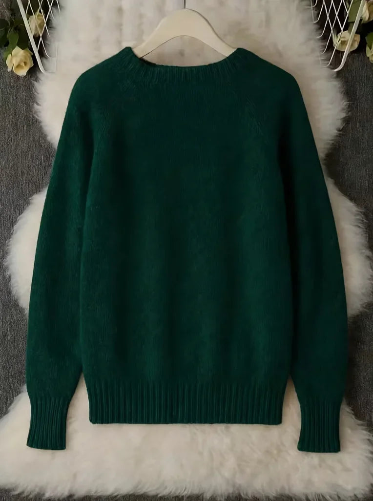 Women Fluffy Mohair Sweater Crew Neck Raglan Long Sleeve Knit Pullover Loose Casual Soft Warm Jumper Autumn Winter Knitwear Tops