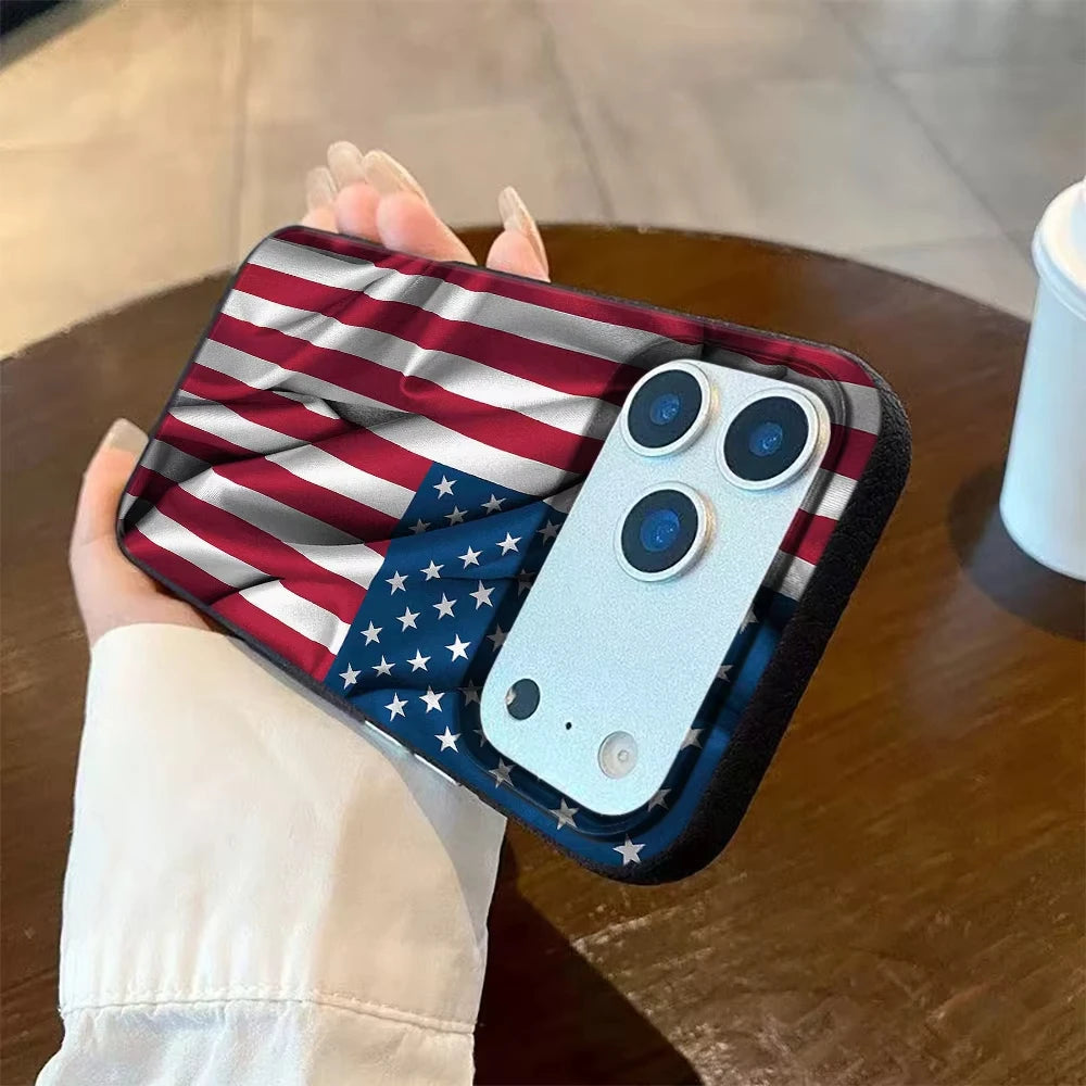 American Flag iPhone Case – Lychee Texture Soft Cover