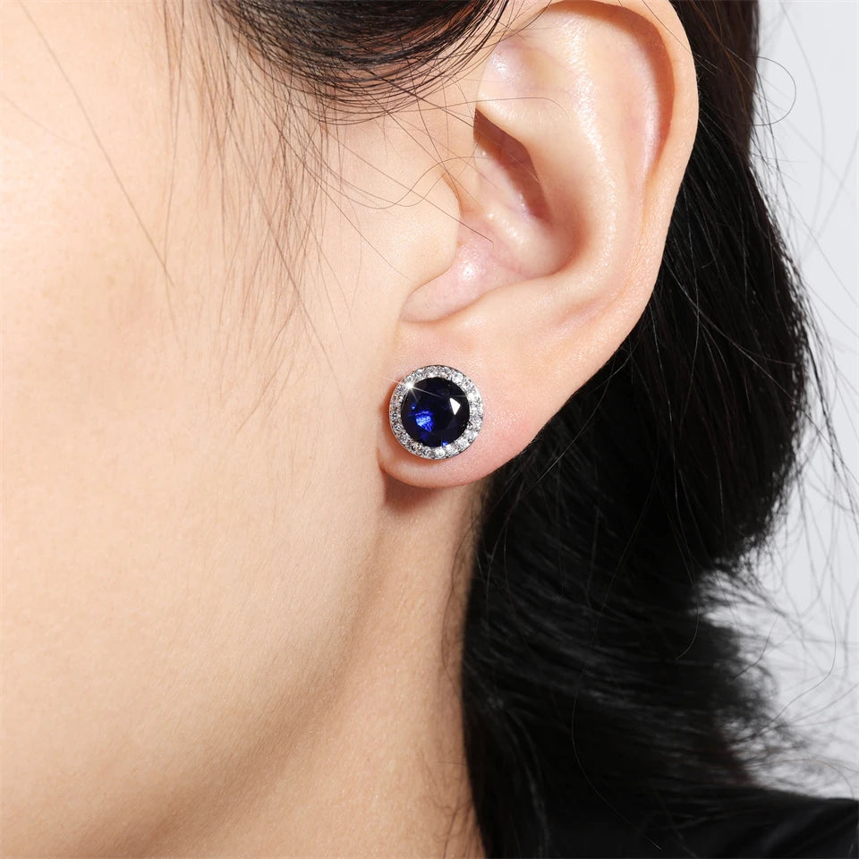 ZAKOL Classic Simple Round Zircon Stud Earrings for Women Men Shiny Blue Yellow AAA CZ Earring Exquisite Jewelry Gift Wholesale