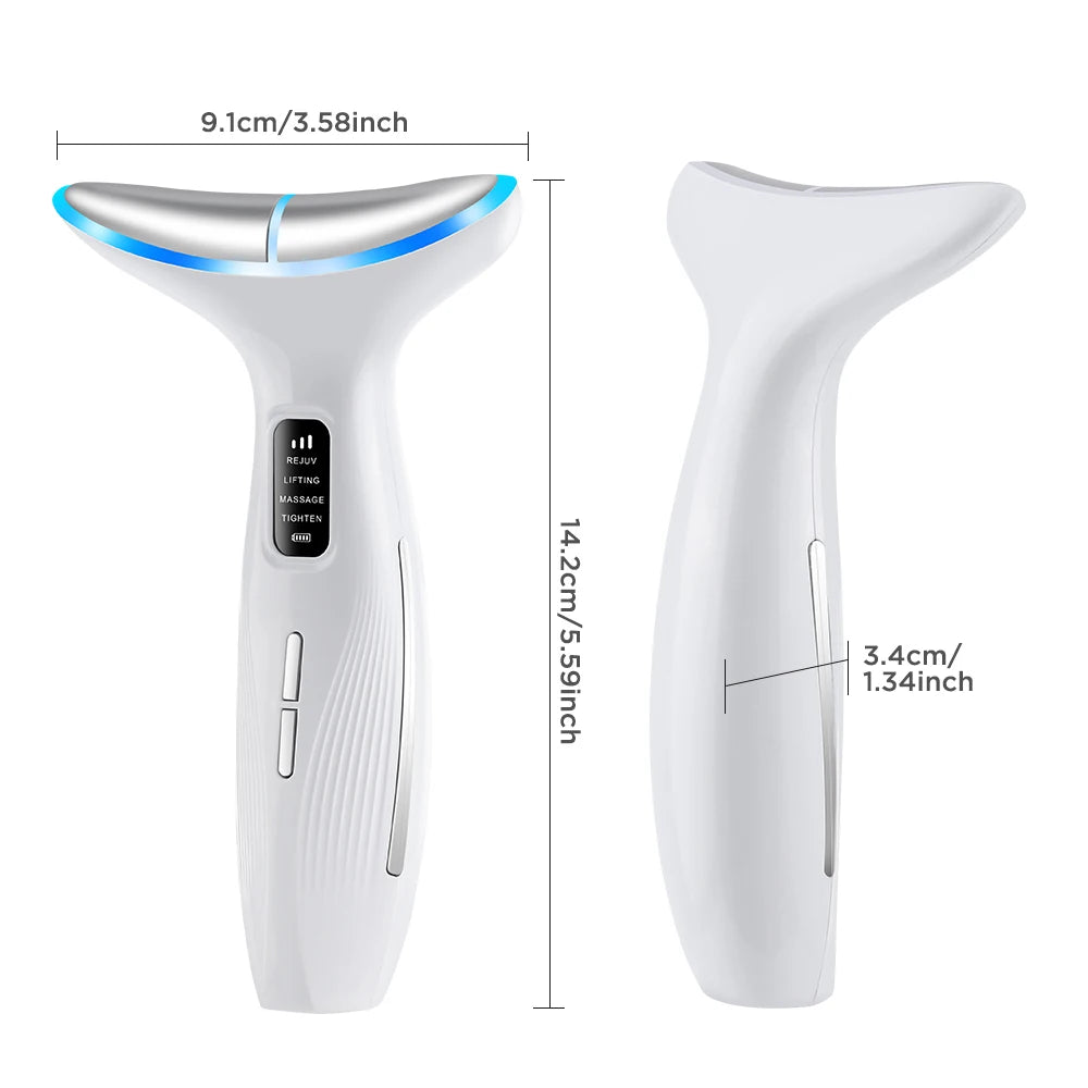 3 Color LED Face Neck Massager Beauty Device 3 Modes 3 Levels Home Use Vibration Lifting Anti Aging Improve Neck Lines Skin Care