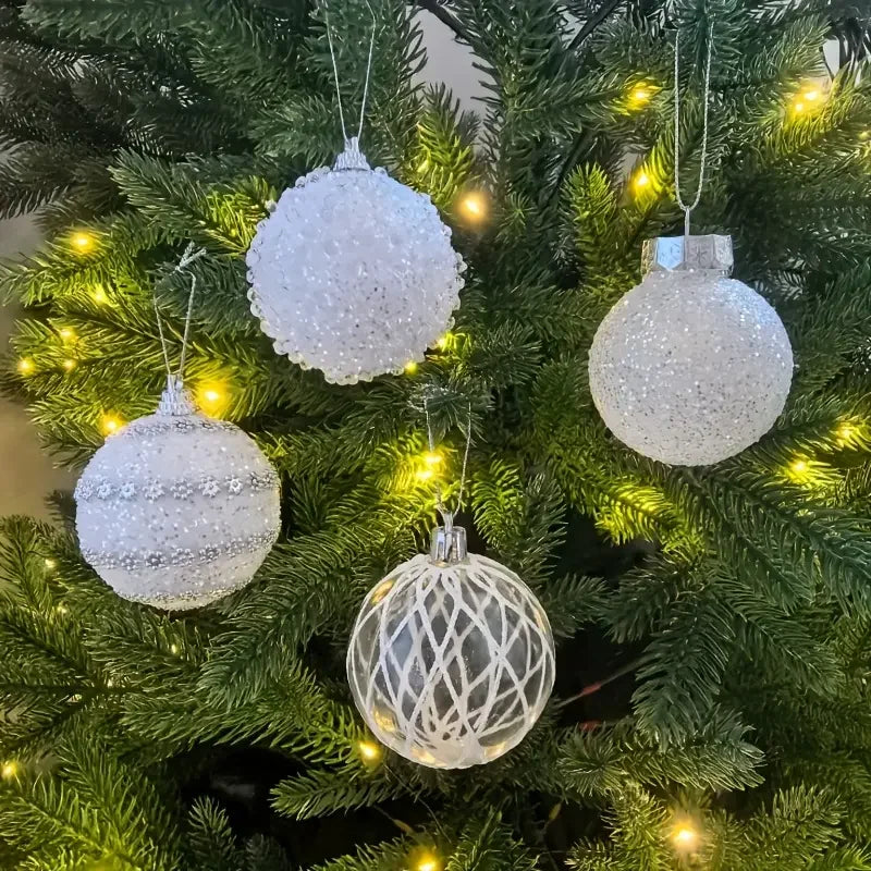 12/16pcs Christmas Hanging Balls, 2.36in Hollow Pearl Balls for Xmas Hanging Tree Pendants Home Wedding Party Decor