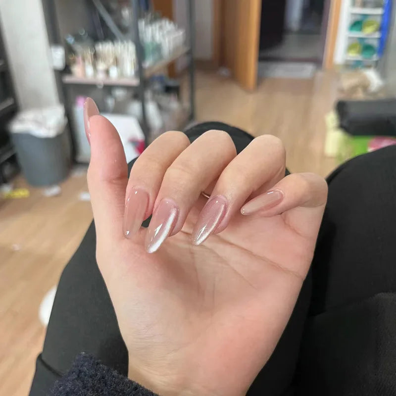 Metallic Cat Eye French Press-On Nails – 24PCS