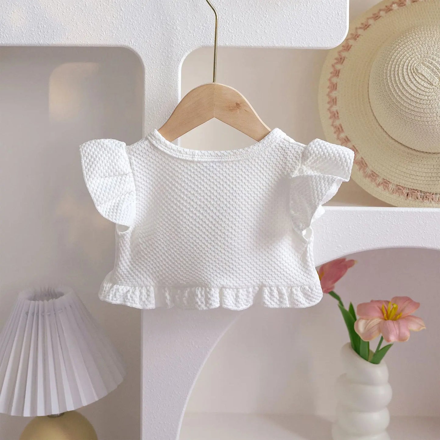 Baby Girl Sweet Summer Cardigan Bolero Jacket Short Fly Sleeve Ruffled Coat Outerwear Toddler Clothes for Wedding Birthday Party