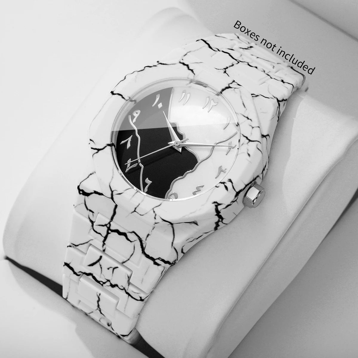 Fashion Marble Texture Men Quartz Watch Casual Arabic Dial Plastic Strap Unisex Wristwatches Relogio Masculino（Without Box）