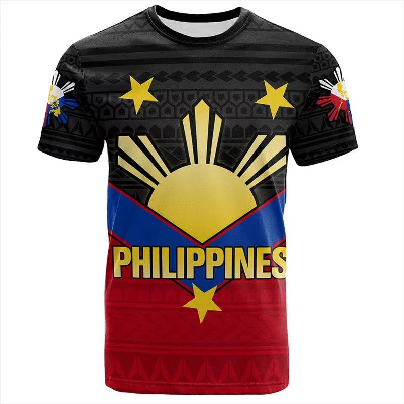 2026 New 3D Printed Philippines Independence Day Pattern T Shirt Breathable Quick Dry Family Style for Kids Adults  Training