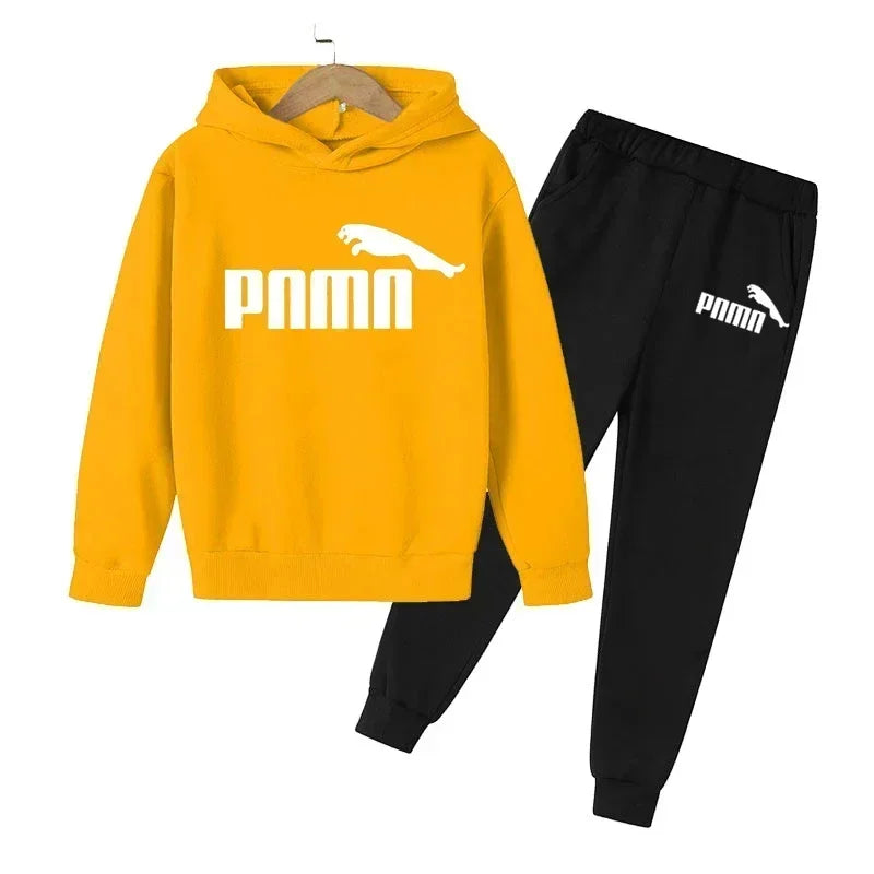 Kids Autumn Spring Trend Letter Print 2pcs Hoodie+Pants Tracksuits 2-13 Years Boys Girls Casual Outfits Children Clothes Sets