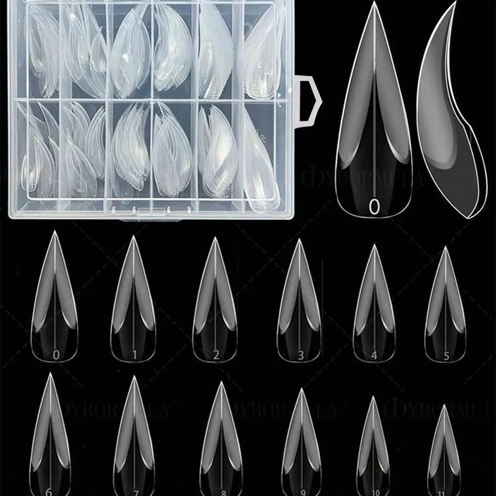 120Pcs Long Curved Stiletto 3D Eagle Claw Nail Dual Forms for Nail Extension Hawk Acrylic Nail Molds Reusable Full Cover Mold