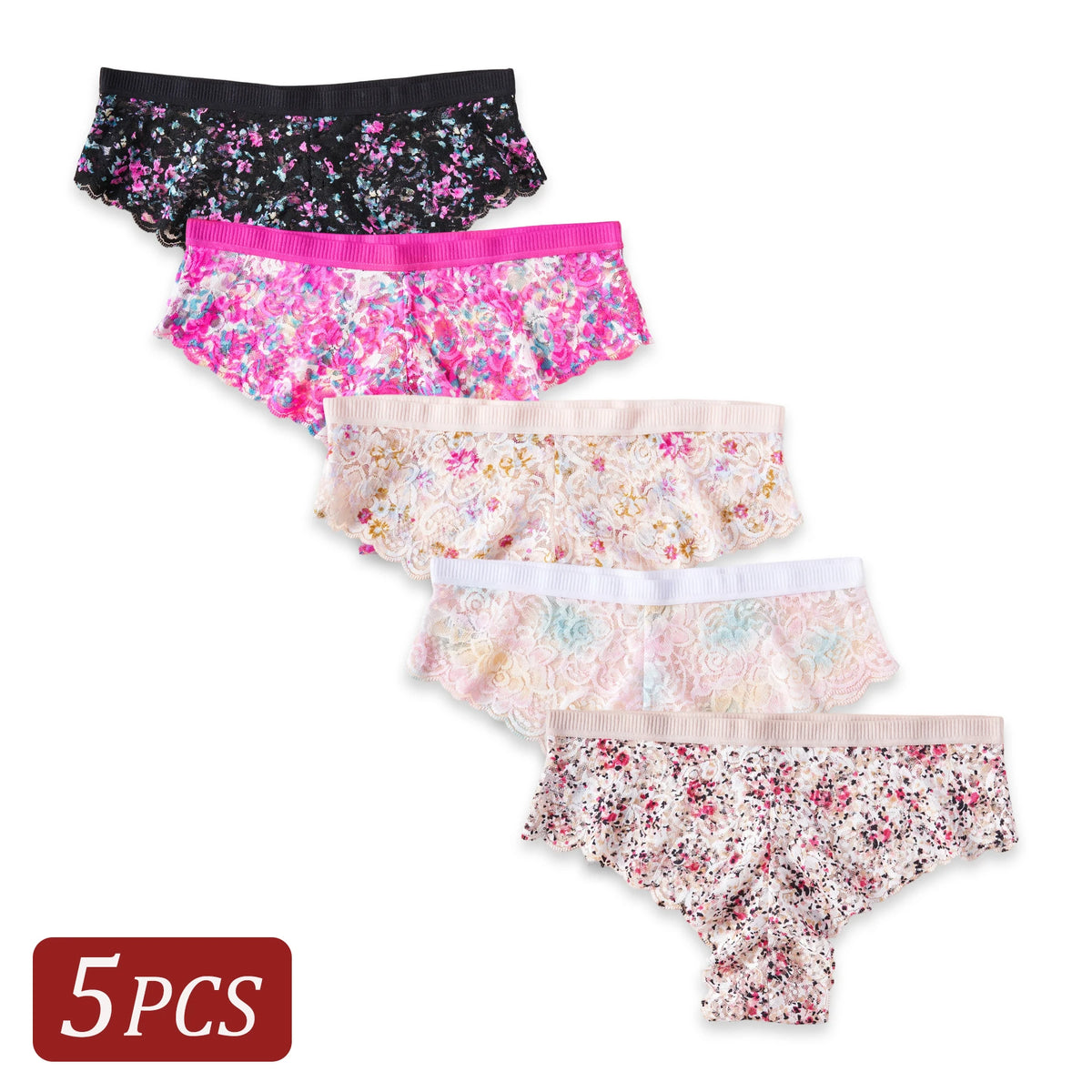 5PCS New Women Underpants Hollow Out Lace Colored Printed Sexy Panties High Quality Comfortable Briefs Fashion Female Lingerie