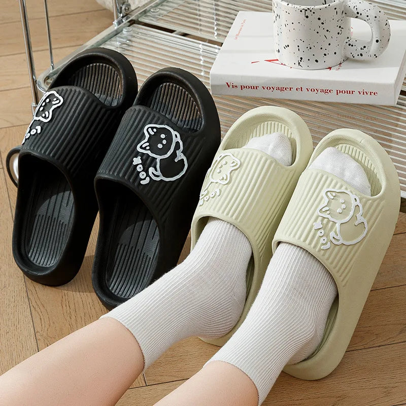 Fashion Cat Women Slippers Indoor Cute Cartoon Unisex Slides Bathroom No-Slip Light Sandals Family Soft Lovely Home Shoes