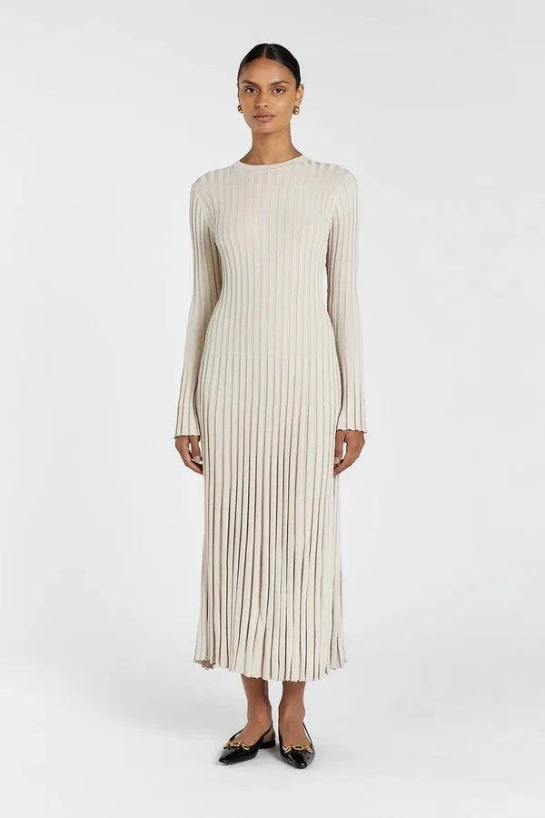 Vintage Lace-Up Female Knit Maxi Dress Elegant High Waist Patchwork Long Sleeve Loose Solid Dress Bodycon Knitwear Basic Dresses
