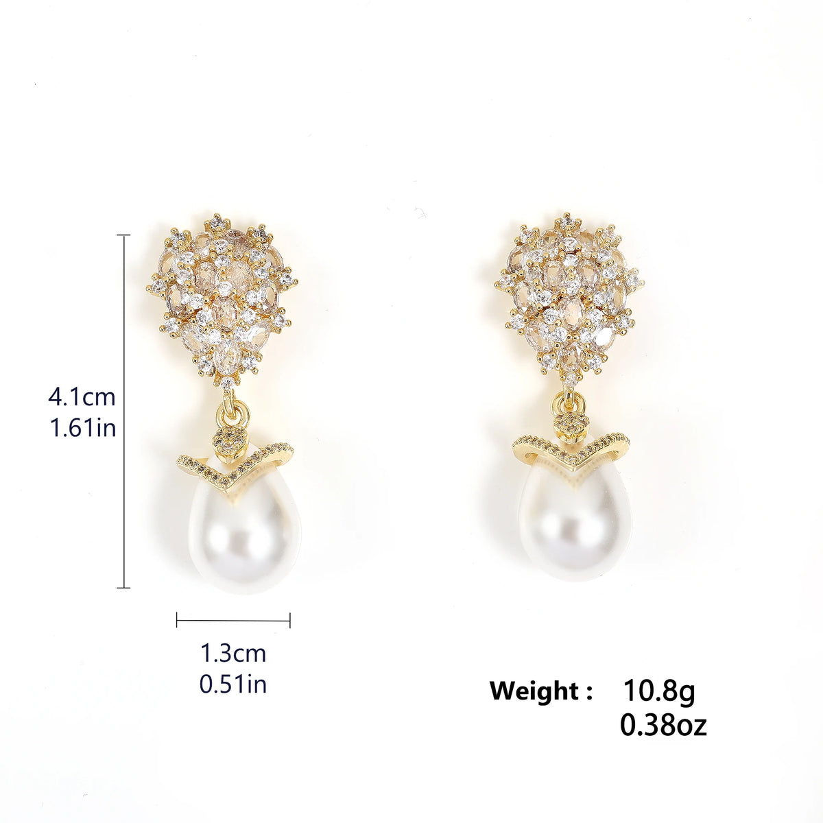ZAKOL Luxury Big Teardrop Pearl Drop Earrings for Women Elegant Flower Shiny Zircon Wedding Party Jewelry Gift