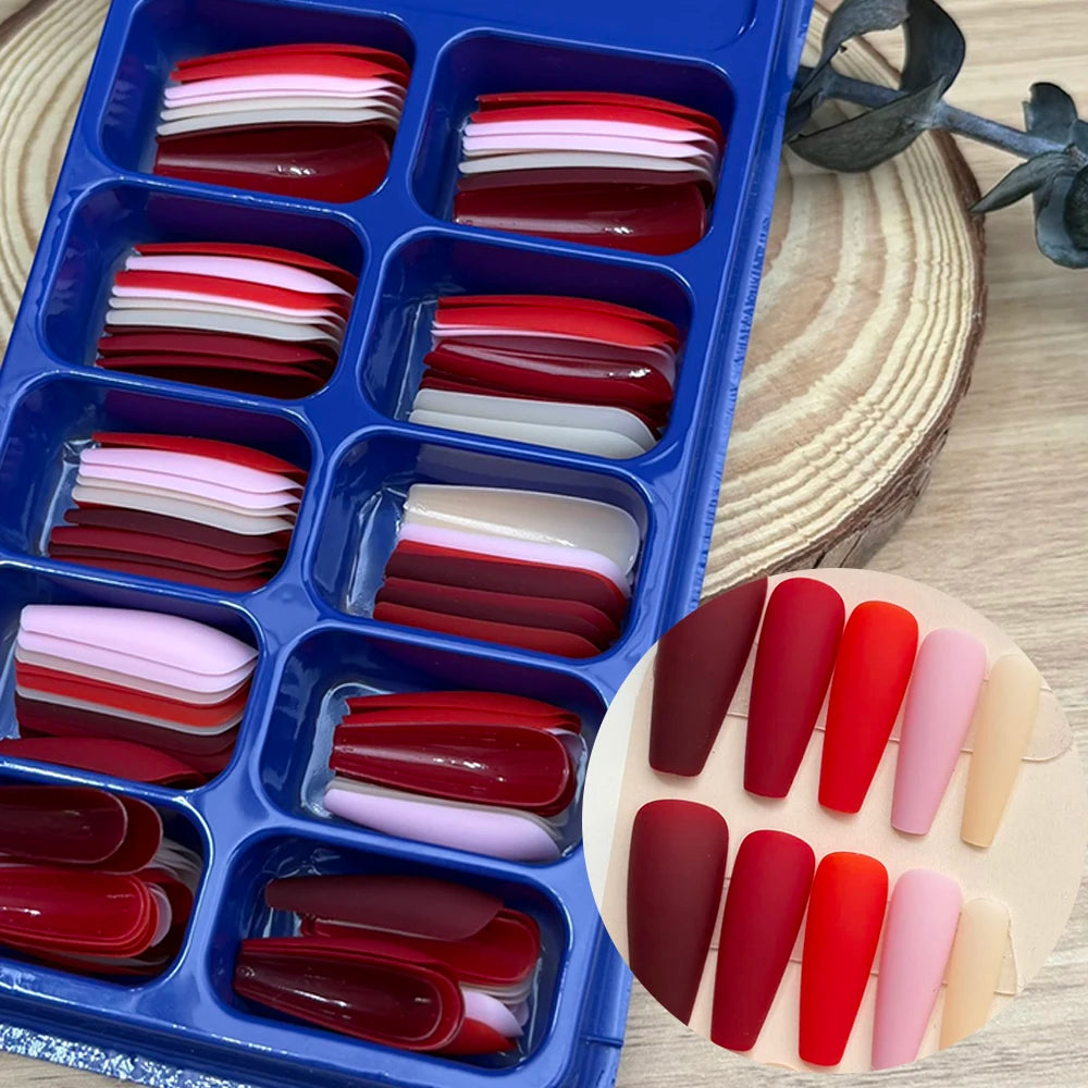 120Pcs Long Coffin False Nails Mixed Color Press On Nails Acrylic Manicure Extension Artificial Square Full Cover Fake Nail Tips