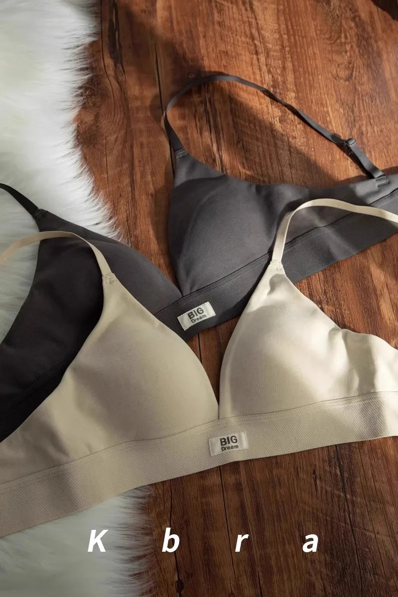 MOYISU Wholesale French Lady Triangle Cup Lingerie for Women No Underwire Comfort Anti-sag Small Bra Cover No Trace Summer Thin
