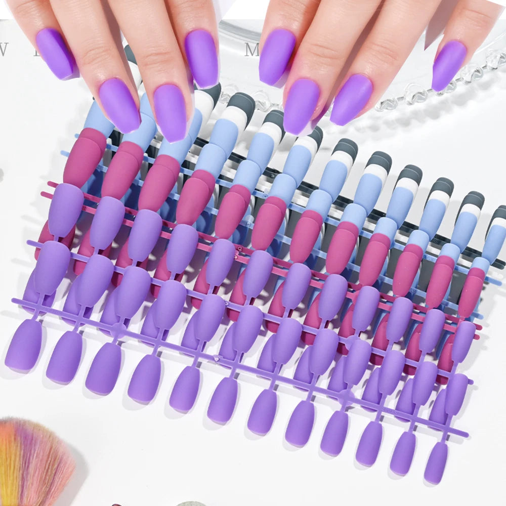 120pcs Frosted Matte False Nail Detachable Full Cover Artificial Fingernails Ballet Square Head Press On Fake Nail Tips