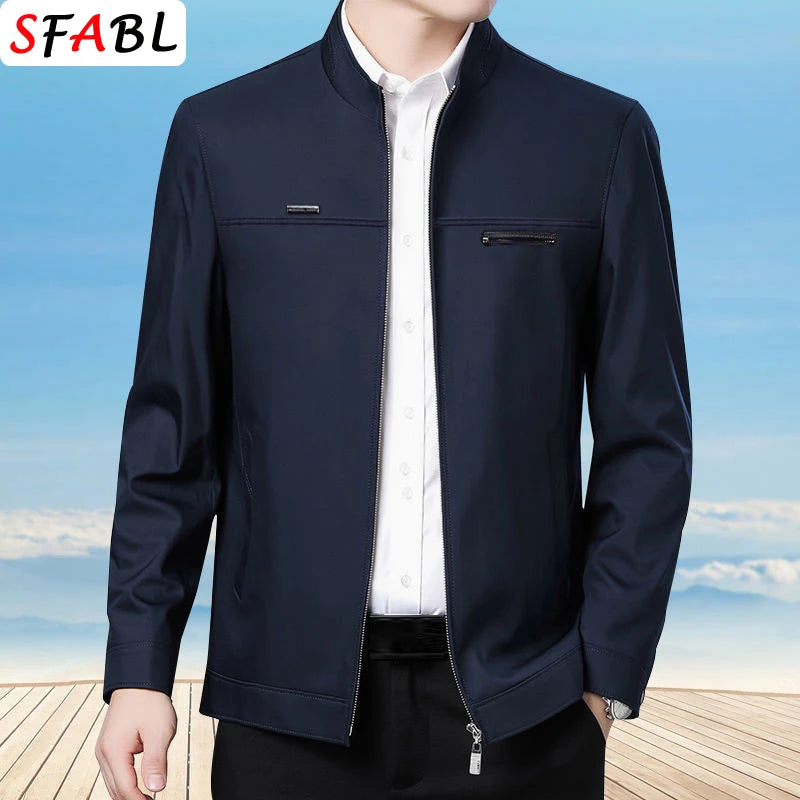 Men’s Business Casual Jacket – SFABL Zipper Outerwear for Spring & Autumn