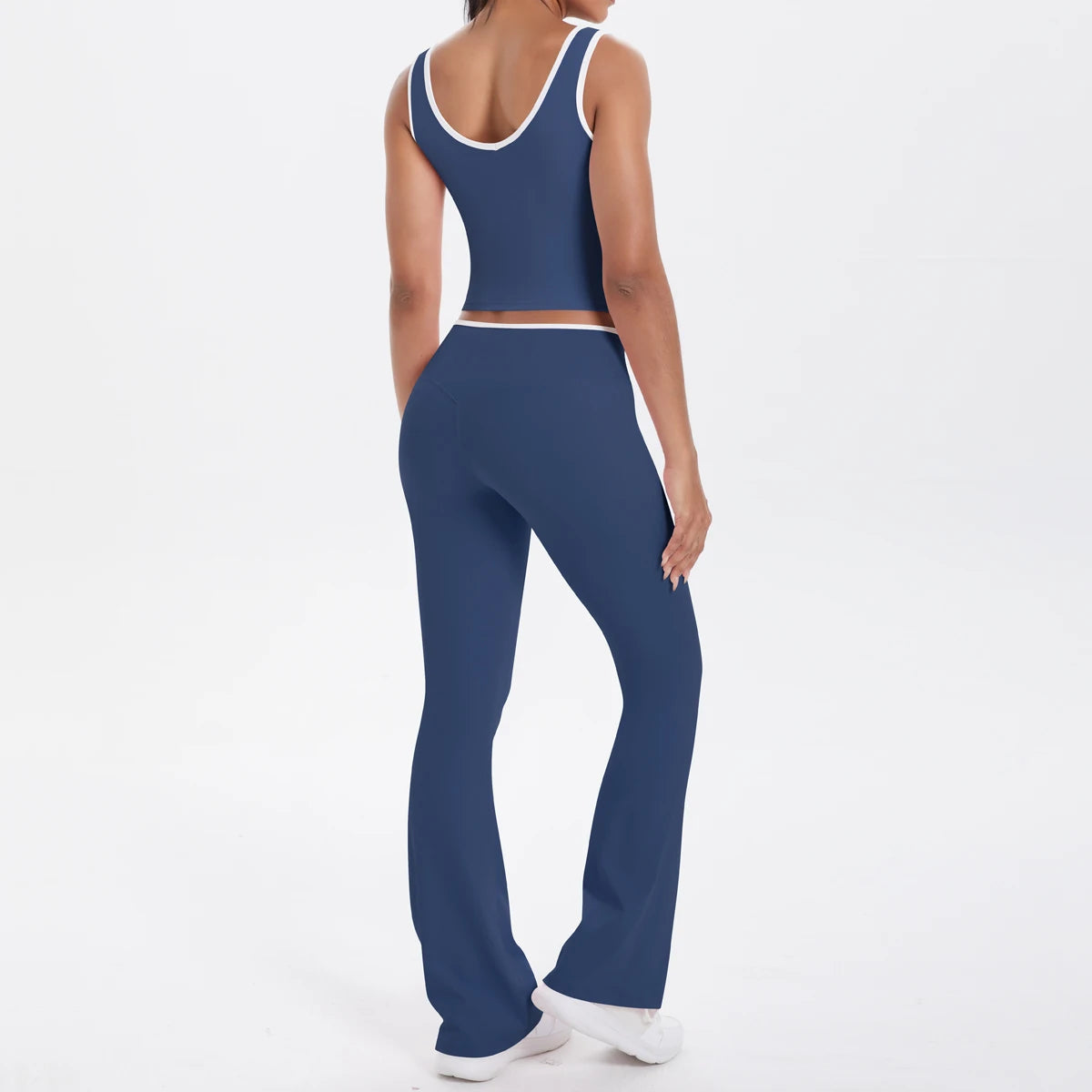 Autumn Women's Yoga Set U-neck Vest High Waist Cross Wide Leg Pants Set Tight Fitting Seamless Elastic Sportswear