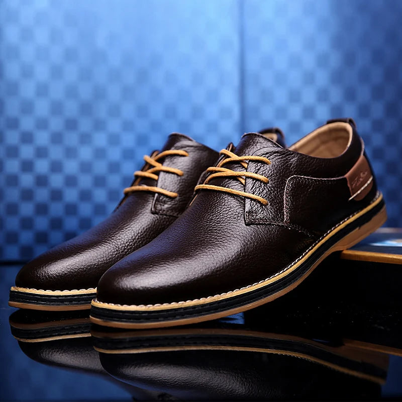 Men’s Genuine Leather Oxford Shoes – Casual Lace-Up Cow Leather (Zapatos Hombre)