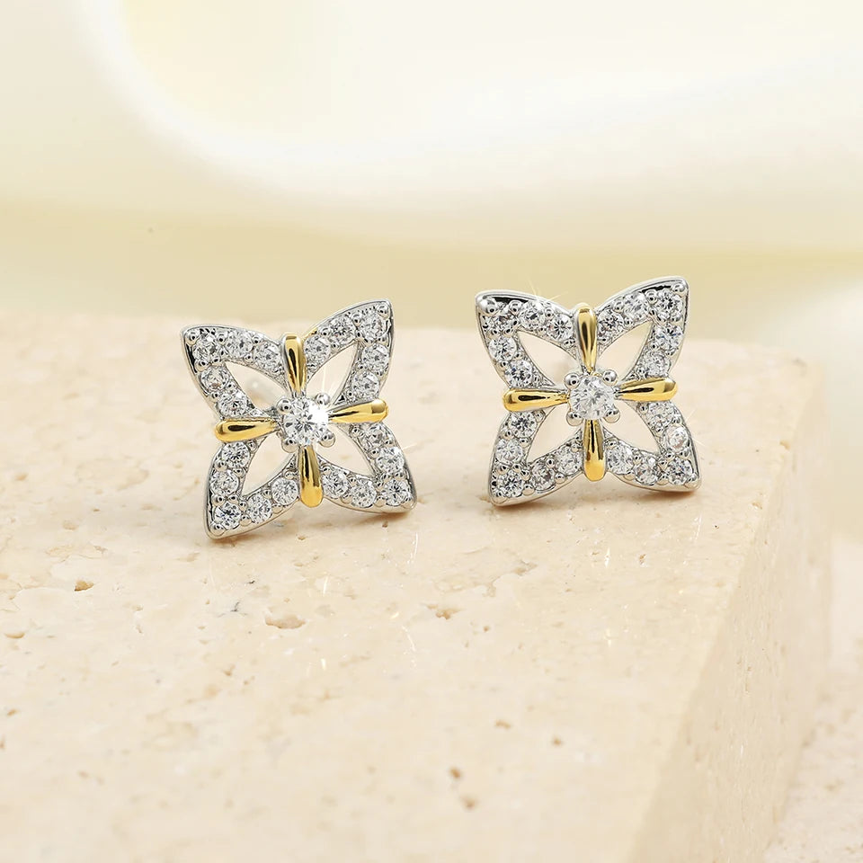 ZAKOL Brand New Arrival Buling Iced Out CZ Stud Earrings Hip Hop Rapper Geometric Round Square Zircon Women Men Ear Accessories