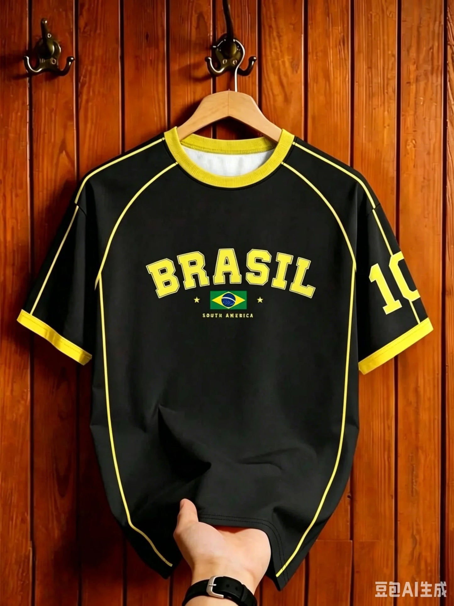 Brazil Soccer Jersey T Shirt Retro Stripe Print Family Style for Kids Adults Breathable Quick Dry Tee for Training Fitness