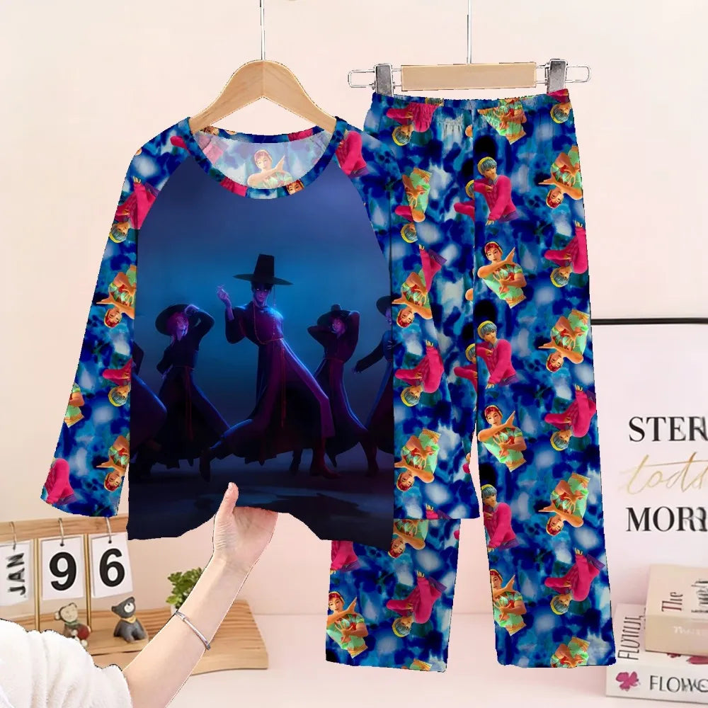 2PC/Set Toddler Girl Pajamas Set Kids 3 to 4 5 6 7 8 9 10 11 12 Years Long Sleeve Kpop Demon Hunters Pijama Children's Clothing