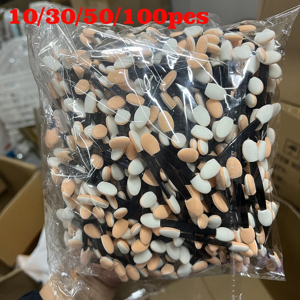 10/30/50/100pcs Nail Powder Brushes Sponge Disposable Double Sided Eyeshadow Applicator Mirror Chrome Pigment Sponge Stick