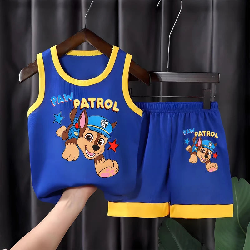PAW Patrol Fashion Kids Clothes Boys Girls Sets Top Shorts 2PCS Soft Summer Children Quick-drying Shorts Sport Basketball Suit