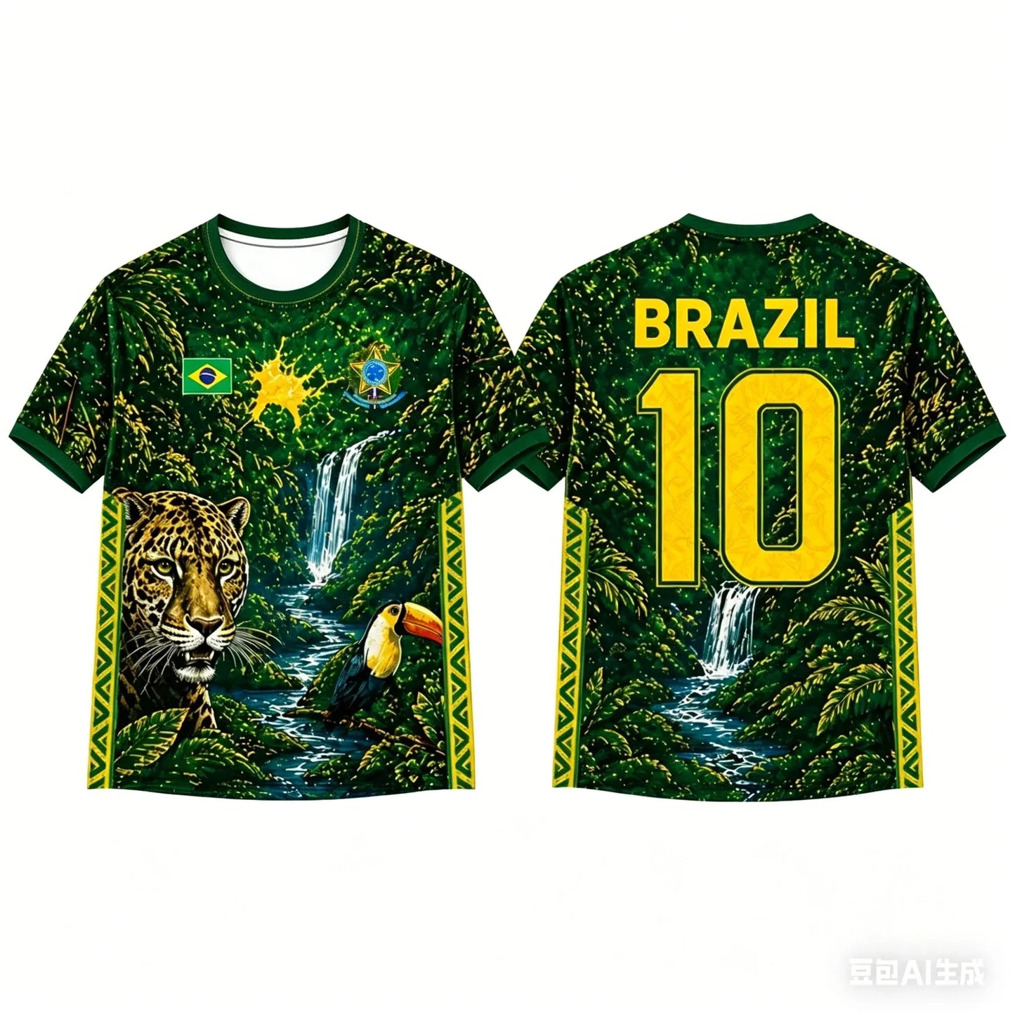Brazil Theme Soccer T Shirt 3D Printed Tropical Landscape Print Family Style for Adults Kids Breathable Quick Dry Training Tee