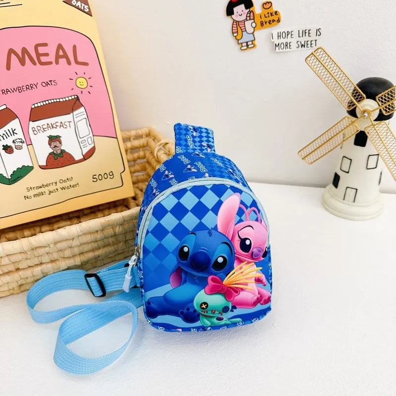 Disney Cartoon Stitch Children Chest Bag Fashion Crossbody Bag Cute Waist Storage Pouch Zipper Coin Purse Children's Gifts