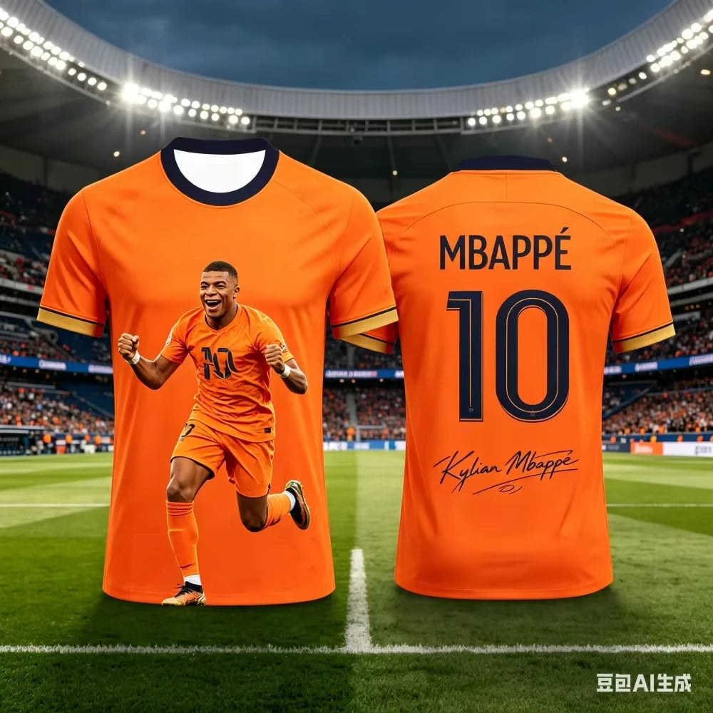 Mbapp Summer 3D Printed Soccer T Shirt Family Set for Adults Kids Quick Dry for Outdoor Sports Fitness Training Daily Casual