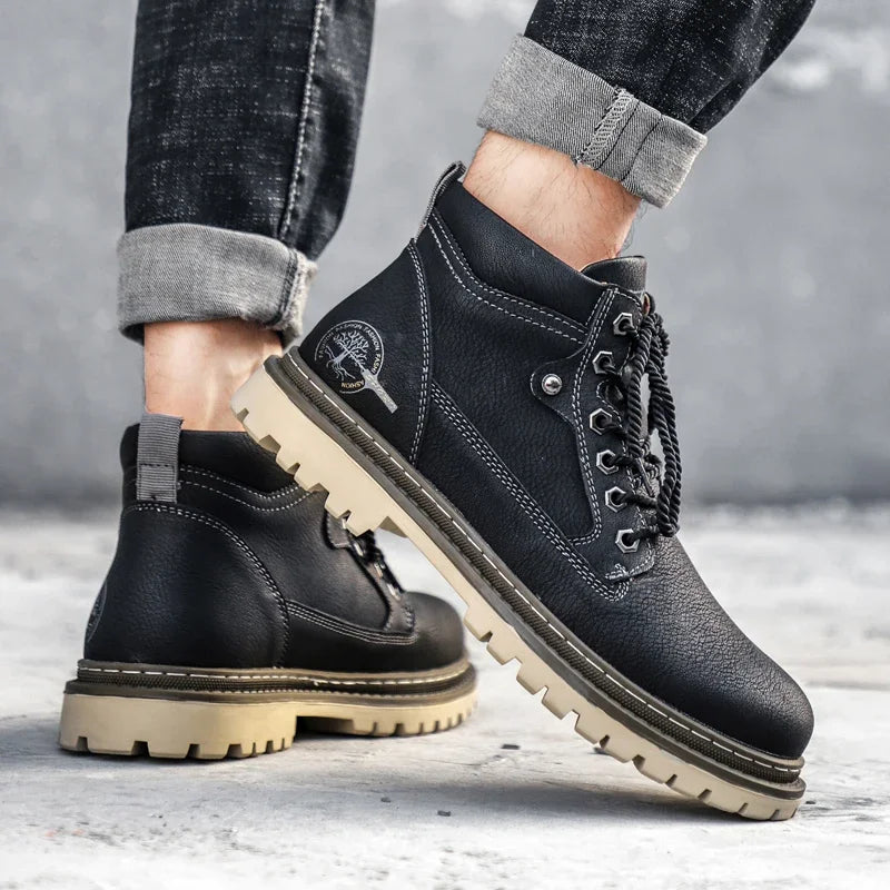 Men’s Chelsea Winter Boots – Guimin PU Ankle Boots with Plush Lining
